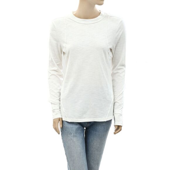 Anthropologie Pilcro Reconstructed Racer Tee Blouse Top Long Sleeve XXS 277567 - Picture 6 of 9